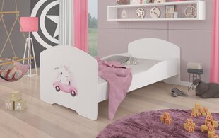 ADRK Furniture Pepe Cat in a Car -lastensänky, 140 x 70 cm, valkoinen + patja hinta ja tiedot | Lastensängyt | hobbyhall.fi