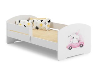 ADRK Furniture Pepe Barrier Cat in a Car -lastensänky, 140 x 70 cm, valkoinen + patja hinta ja tiedot | Lastensängyt | hobbyhall.fi