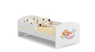 ADRK Furniture Pepe Barrier Mermaid with a Star -lastensänky, 140 x 70 cm, valkoinen + patja hinta ja tiedot | Lastensängyt | hobbyhall.fi