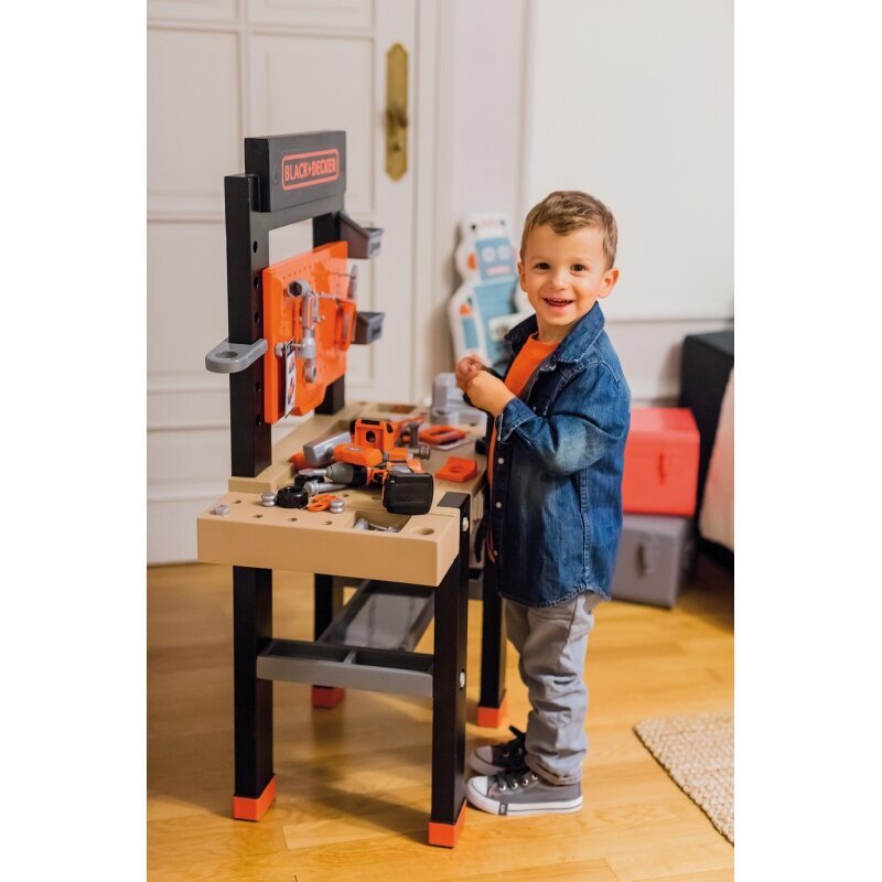 Työpaja tarvikkeineen Black and Decker, 92 kpl, Smoby hinta ja tiedot | Poikien lelut | hobbyhall.fi