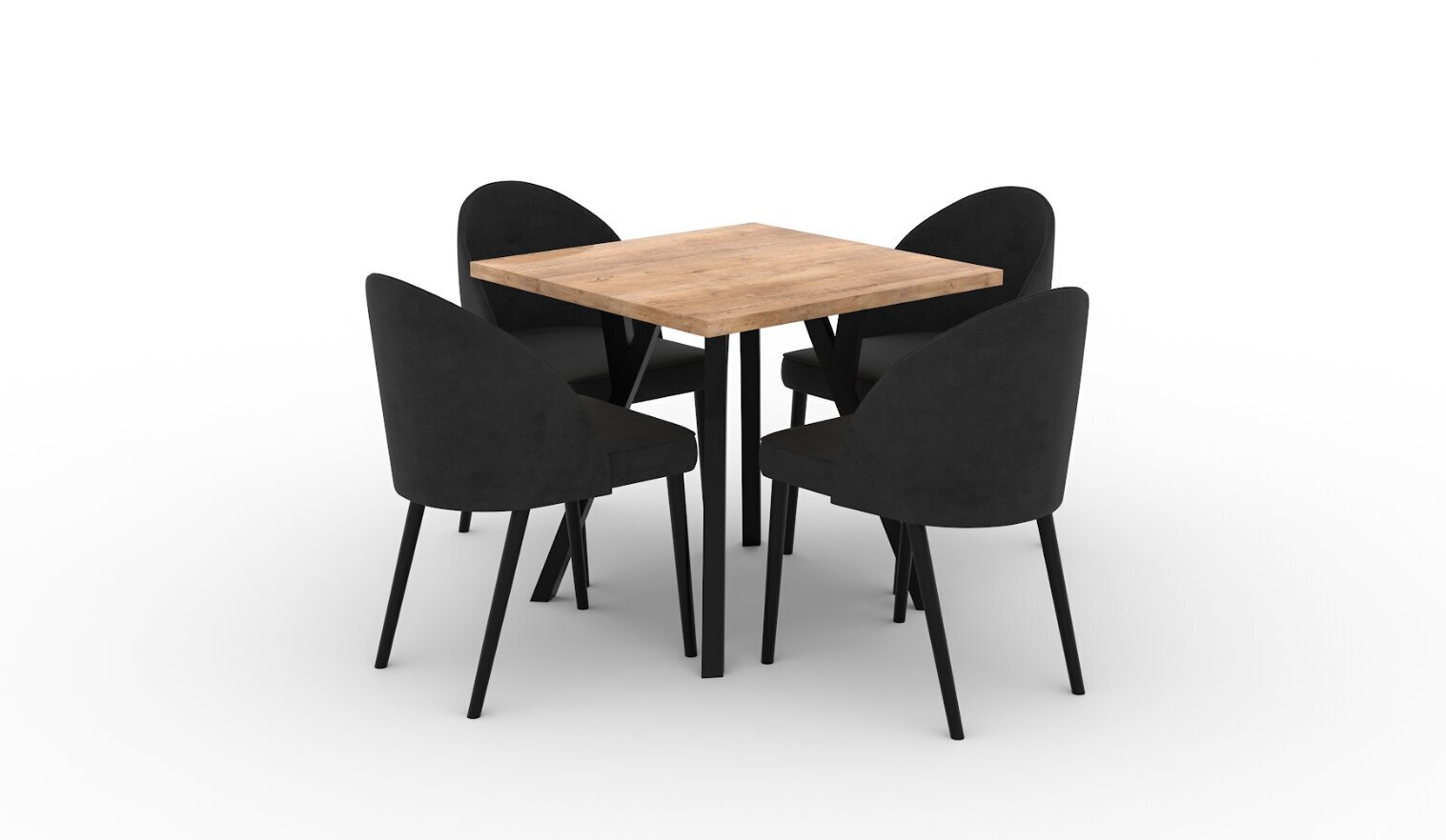 ADRK Furniture 84 Rodos -keittiöryhmä, musta / ruskea hinta ja tiedot | Ruokailuryhmät | hobbyhall.fi