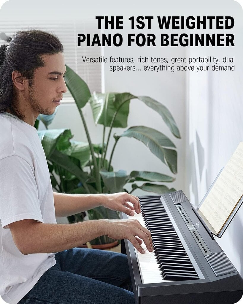 Donner DEP-20 Digital Piano 88 Key täysikokoinen painotettu näppäimistö, kannettava sähköpiano Sustain-pedaalilla, virtalähde hinta ja tiedot | Kosketinsoittimet | hobbyhall.fi
