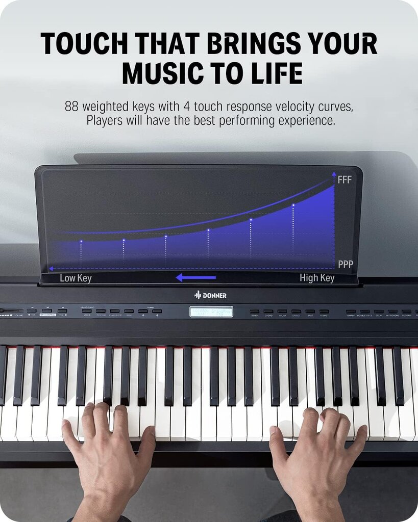 Donner DEP-20 Digital Piano 88 Key täysikokoinen painotettu näppäimistö, kannettava sähköpiano Sustain-pedaalilla, virtalähde hinta ja tiedot | Kosketinsoittimet | hobbyhall.fi