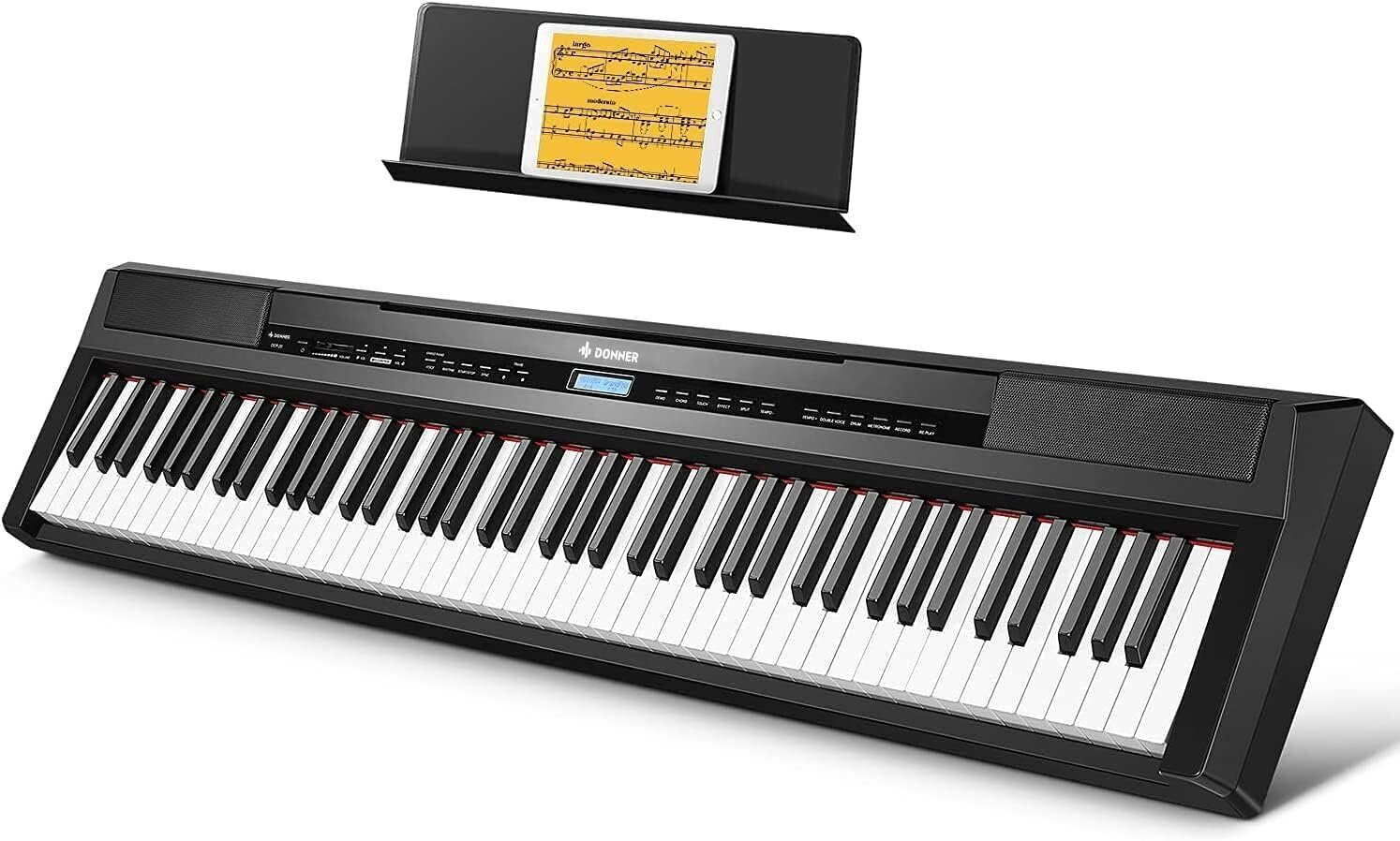 Donner DEP-20 Digital Piano 88 Key täysikokoinen painotettu näppäimistö, kannettava sähköpiano Sustain-pedaalilla, virtalähde hinta ja tiedot | Kosketinsoittimet | hobbyhall.fi