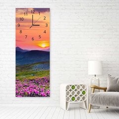 Seinäkello, Vuoristoniitty auringonlaskun aikaan, 25x65 cm hinta ja tiedot | Kellot | hobbyhall.fi