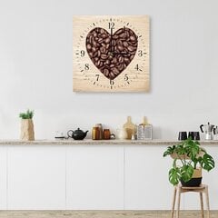 Seinäkello, Kahvipavuista tehty sydän, 40x40 cm hinta ja tiedot | Kellot | hobbyhall.fi