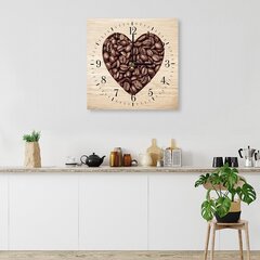 Seinäkello, Kahvipavuista tehty sydän, 60x60 cm hinta ja tiedot | Kellot | hobbyhall.fi