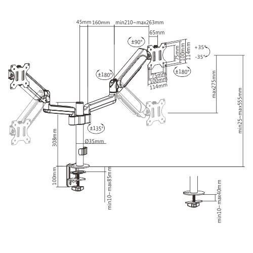 Gembird NÄYTÖN ACC ASENNUSVARSI/17-32" MA-DA2P-01 GEMBIRD hinta ja tiedot | Näyttötelineet | hobbyhall.fi