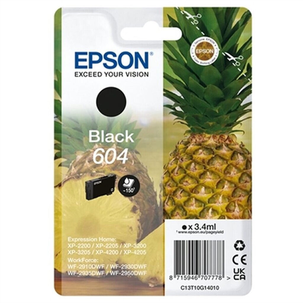 Epson TIN Epson Ink 604 C13T10G14010 Musta jopa 150 sivua hinta ja tiedot | Mustekasetit | hobbyhall.fi