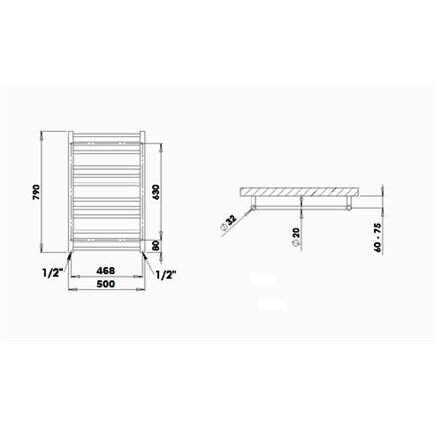 Pyyhekuivain PMH Sorano 50x79 cm, kromi hinta ja tiedot | Kylpyhuoneen patterit ja pyyhekuivaimet | hobbyhall.fi