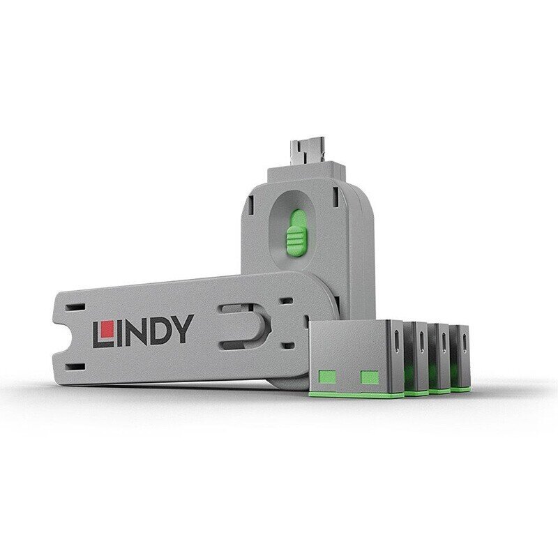 Lindy USB-PORTIN ESTO 4PACK/GREEN 40451 LINDY hinta ja tiedot | Adapterit | hobbyhall.fi