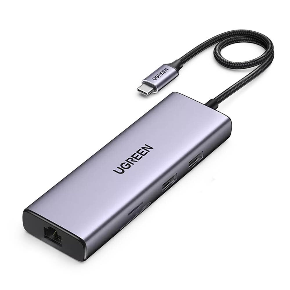 UGREEN UGREEN 9-in-1 CM490 USB-C-keskitin, 2x USB-A 3.0, USB-A 2.0, 2x HDMI 4K/60Hz, SD/TF, RJ45-sovitin hinta ja tiedot | Adapterit | hobbyhall.fi