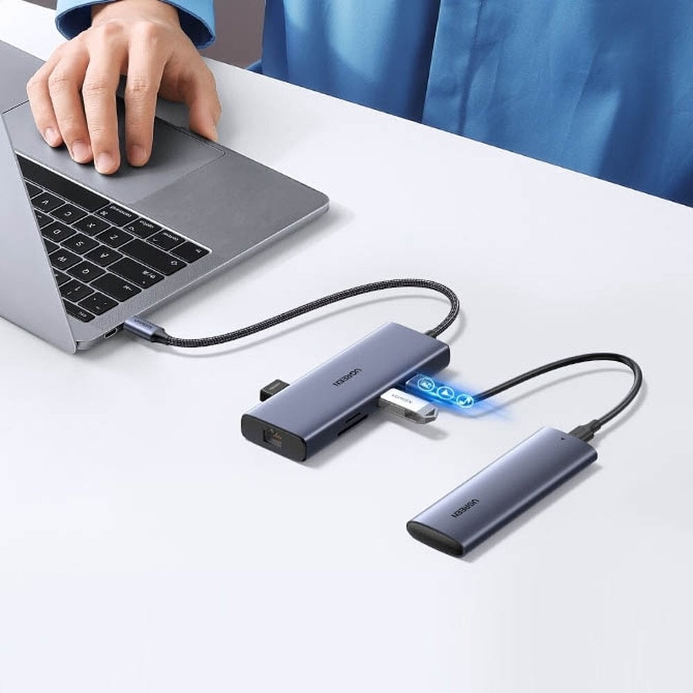 UGREEN UGREEN 9-in-1 CM490 USB-C-keskitin, 2x USB-A 3.0, USB-A 2.0, 2x HDMI 4K/60Hz, SD/TF, RJ45-sovitin hinta ja tiedot | Adapterit | hobbyhall.fi