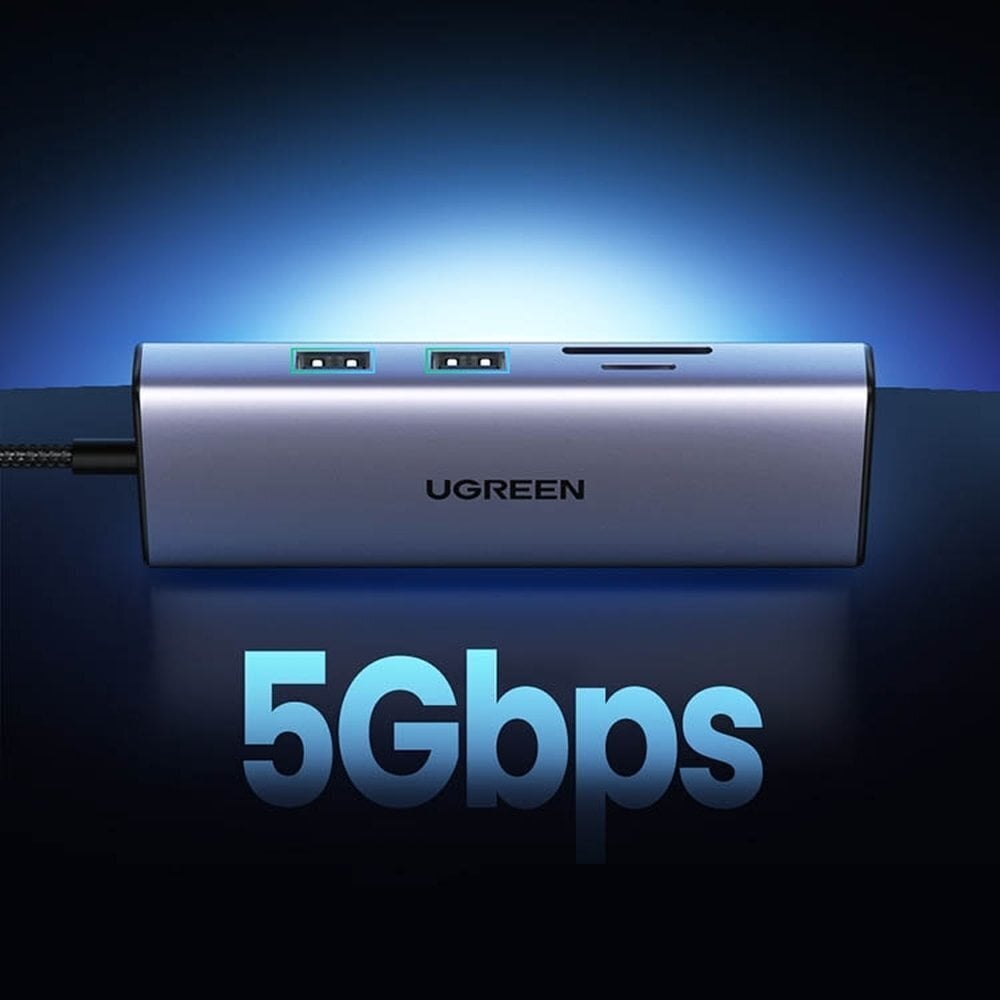 UGREEN UGREEN 9-in-1 CM490 USB-C-keskitin, 2x USB-A 3.0, USB-A 2.0, 2x HDMI 4K/60Hz, SD/TF, RJ45-sovitin hinta ja tiedot | Adapterit | hobbyhall.fi