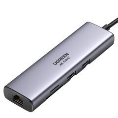 UGREEN UGREEN keskitinsovitin, USB-C - 2x USB 3.0, HDMI, RJ45, SD/TF hinta ja tiedot | Adapterit | hobbyhall.fi