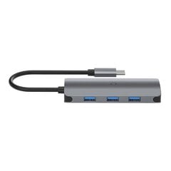 Cygnett Keskitin 6in1 USB-C - 3x USB, USB-C, SD-kortti, Micro SD -kortti Cygnett SlimMate 100 W (harmaa) hinta ja tiedot | Adapterit | hobbyhall.fi