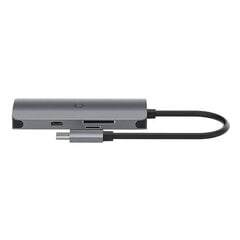 Cygnett Keskitin 6in1 USB-C - 3x USB, USB-C, SD-kortti, Micro SD -kortti Cygnett SlimMate 100 W (harmaa) hinta ja tiedot | Adapterit | hobbyhall.fi