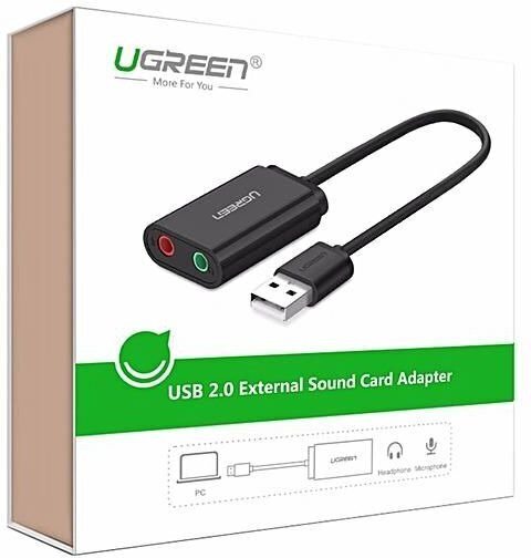 UGREEN Ulkoinen USB-äänikortti UGREEN 15cm (musta) hinta ja tiedot | Adapterit | hobbyhall.fi