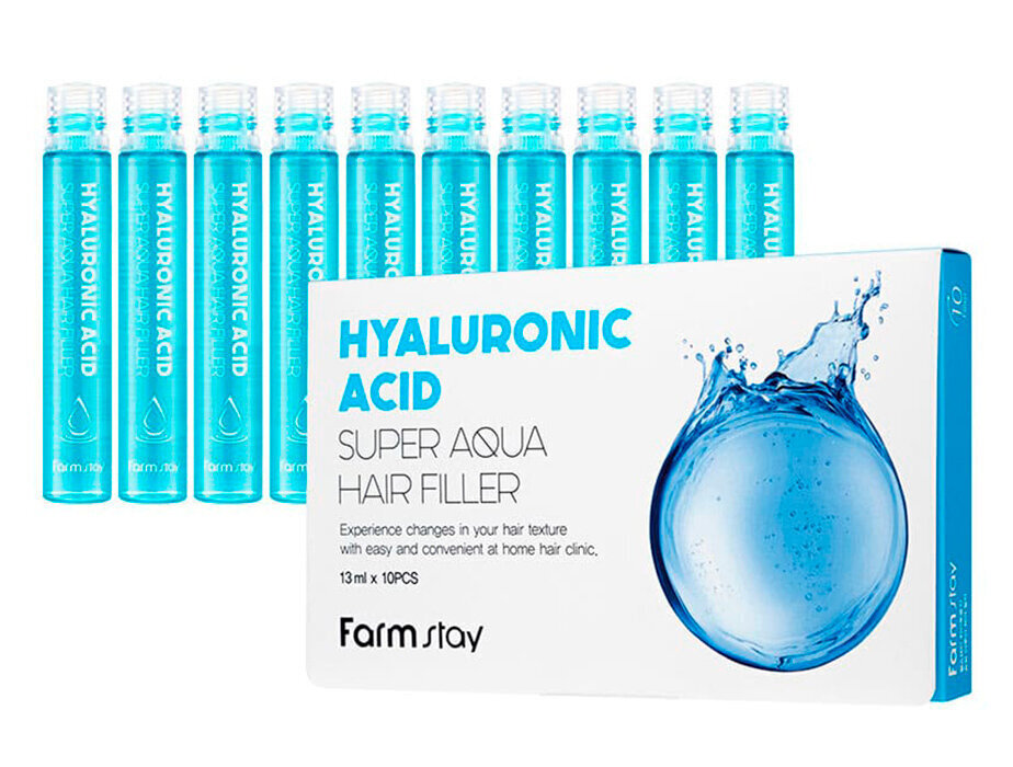 Hyaluronihappo Super Aqua Hair Filler kosteuttavat hiusampullit 10x13ml hinta ja tiedot | Naamiot, öljyt ja seerumit | hobbyhall.fi