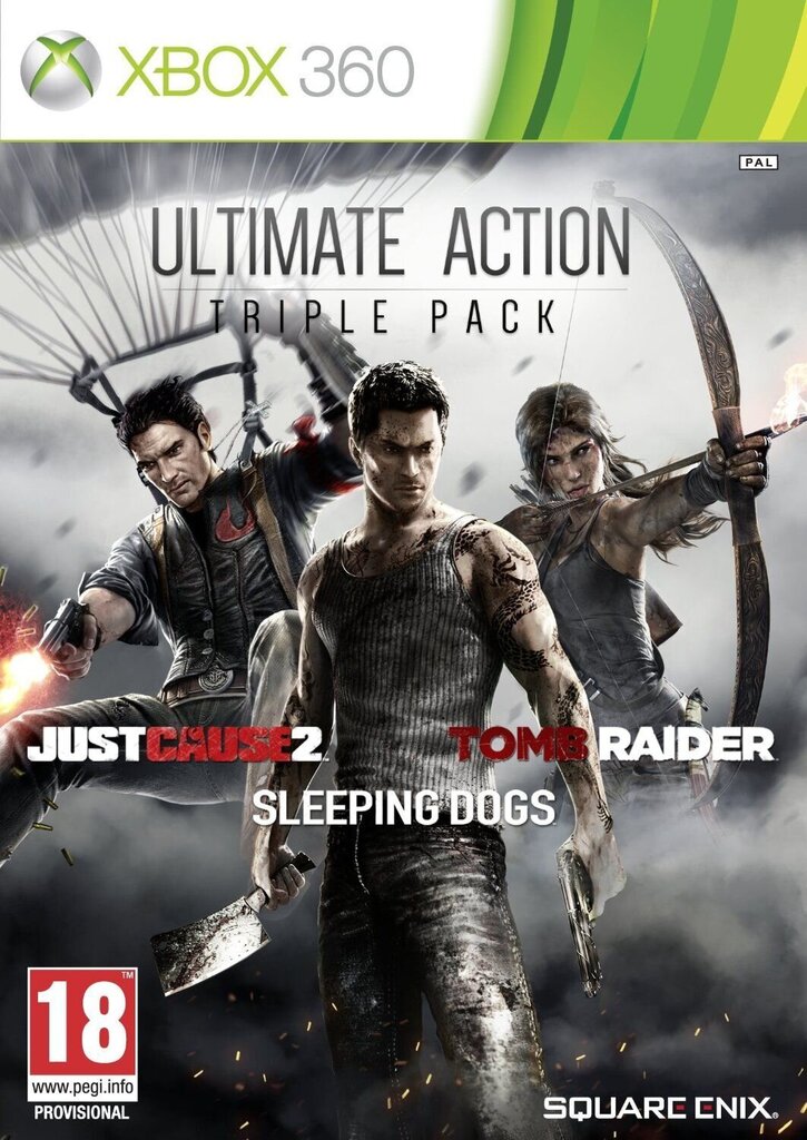 Xbox 360 peli Ultimate Action Triple Pack: Just Cause 2, Tomb Raider and Sleeping Dogs hinta ja tiedot | Tietokone- ja konsolipelit | hobbyhall.fi