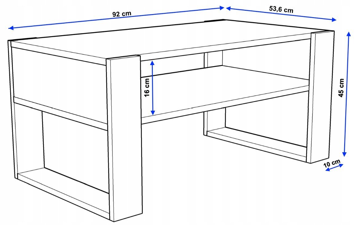 Belsi Luks sohvapöytä, 92 x 53,6 x 45 cm hinta ja tiedot | Sohvapöydät | hobbyhall.fi