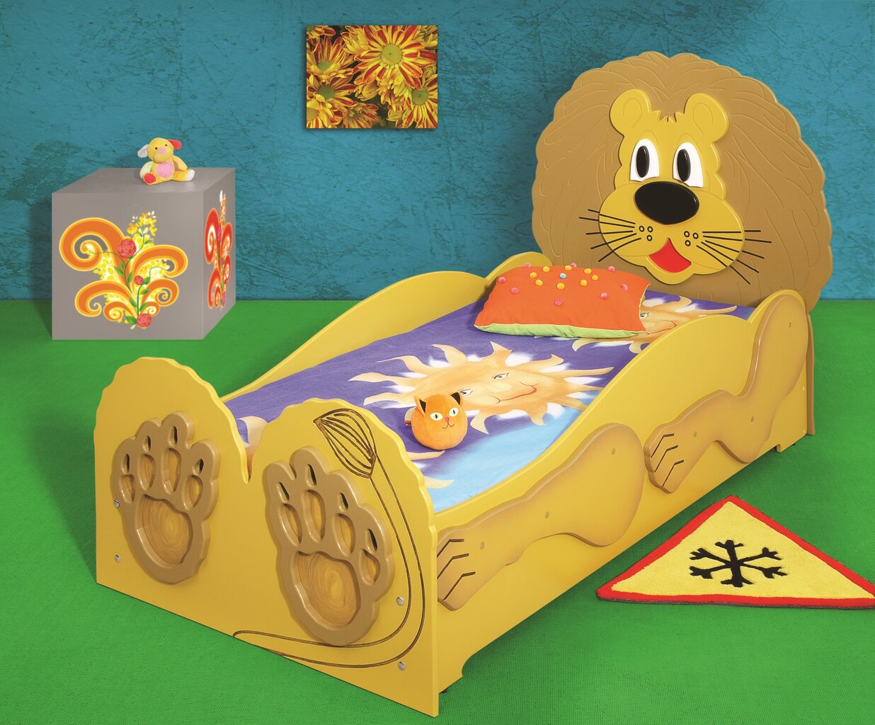 Sänky patjalla Lion Big, keltainen hinta ja tiedot | Lastensängyt | hobbyhall.fi