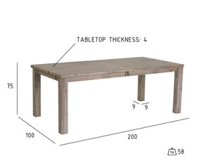 Pöytä Alaska, 200 cm, ruskea hinta ja tiedot | FurnHouse Huonekalut ja sisustus | hobbyhall.fi