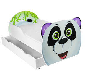 Sänky patjalla ja liinavaatelaatikolla Panda, 140 x 80 cm, valkoinen/musta hinta ja tiedot | Lastensängyt | hobbyhall.fi