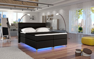 Sänky Amadeo LED-valolla, 180x200 cm, keinonahka/musta hinta ja tiedot | Sängyt | hobbyhall.fi
