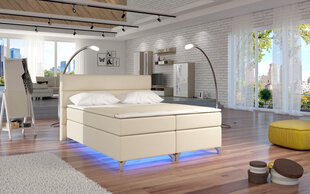 Sänky Amadeo LED-valolla, 180x200 cm, keinonahka/kerma hinta ja tiedot | Sängyt | hobbyhall.fi
