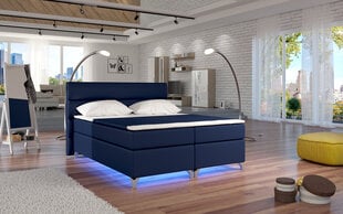 Sänky Amadeo LED-valaistuksella, 140x200 cm, synteettinen nahka, tummansininen hinta ja tiedot | Sängyt | hobbyhall.fi