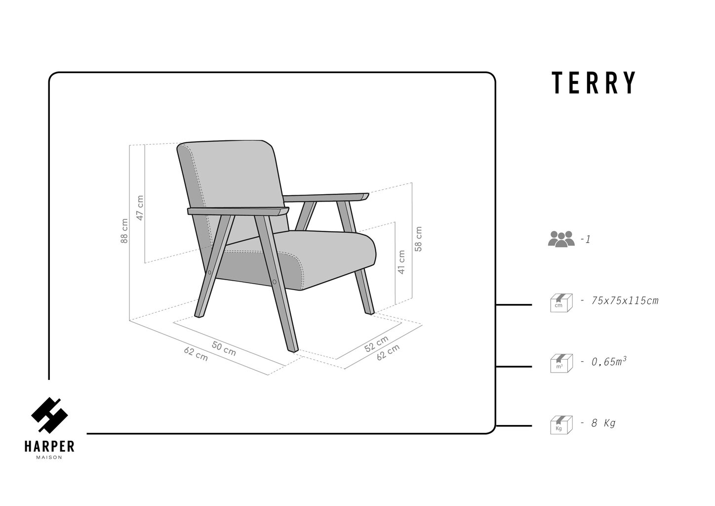 Nojatuoli Harper Maison Terry, vaaleanruskea hinta ja tiedot | Nojatuolit | hobbyhall.fi