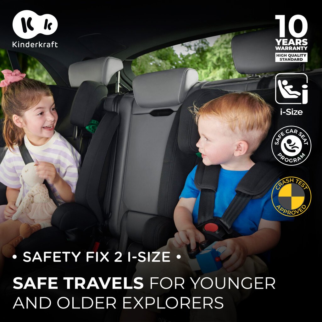 Turvaistuin KinderKraft Safety Fix 2 i-Size, 9-36 kg, harmaa hinta ja tiedot | Turvaistuimet | hobbyhall.fi