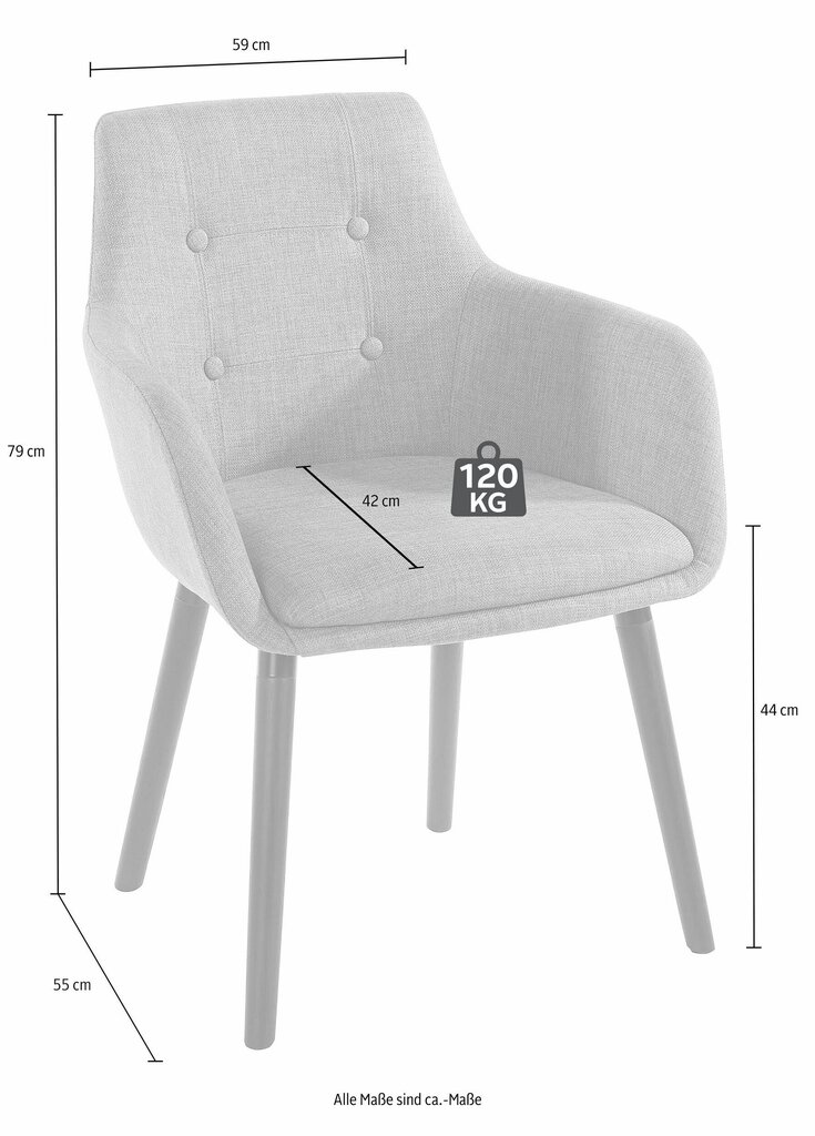 2 tuolin setti Notio Living Buckley, tummanharmaa hinta ja tiedot | Ruokapöydän tuolit | hobbyhall.fi