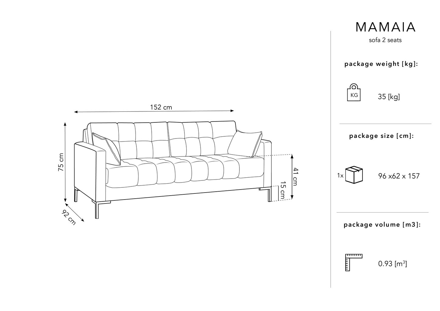 Sohva Micadoni Home Mamaia 2S, harmaa/kulta hinta ja tiedot | Sohvat ja vuodesohvat | hobbyhall.fi