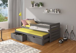 Lasten sänky ADRK Furniture Tomi 04 180x80 turvalaidalla, tummanharmaa hinta ja tiedot | Lastensängyt | hobbyhall.fi