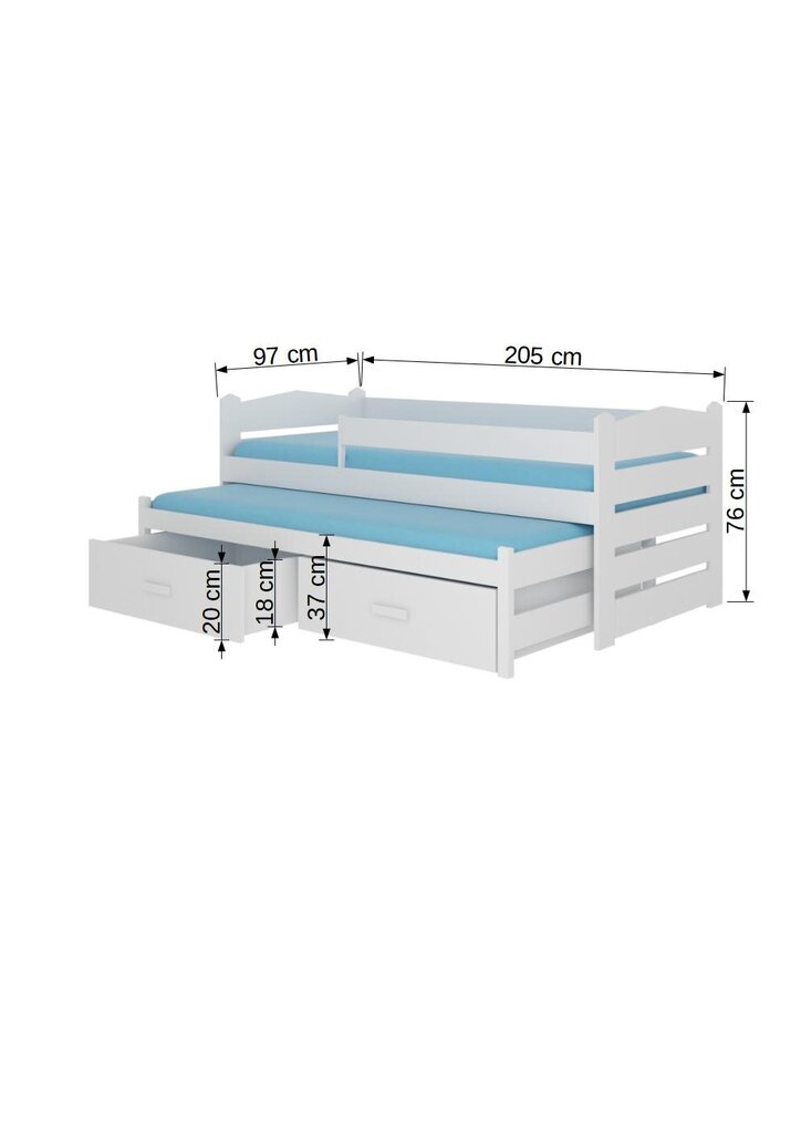 Lastensänky ADRK Furniture Tomi 200x90 cm, turvalaidalla, ruskea hinta ja tiedot | Lastensängyt | hobbyhall.fi