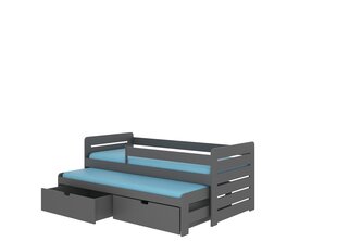 Lastensänky ADRK Furniture Tom 200x90 cm, turvalaidalla, tummanharmaa hinta ja tiedot | Lastensängyt | hobbyhall.fi