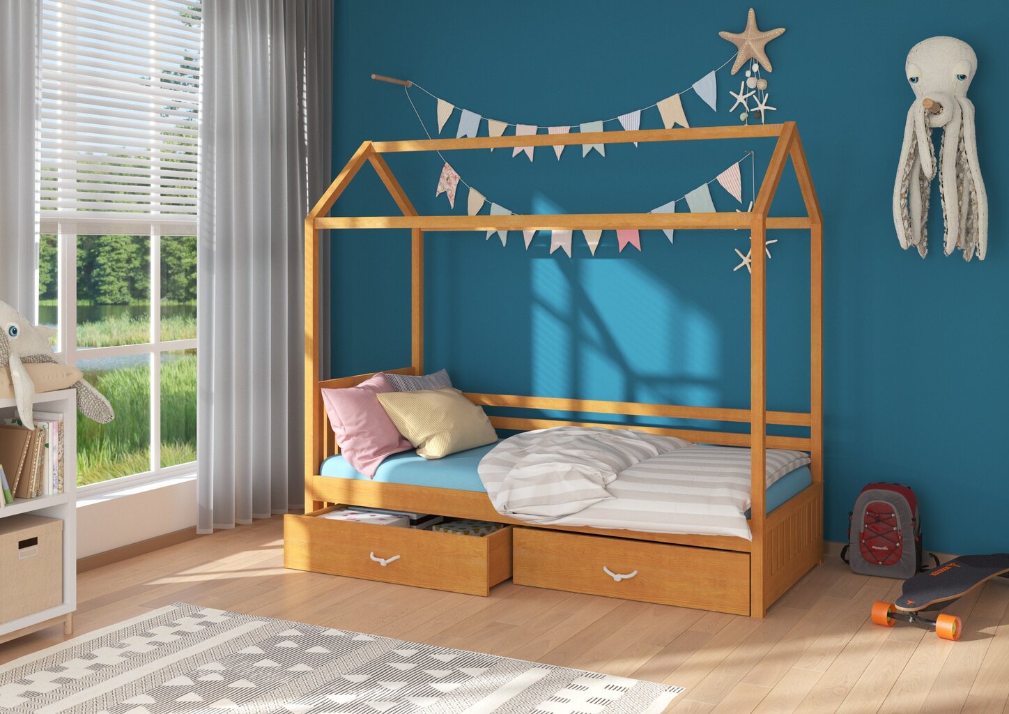 Sänky ADRK Furniture Rose 80x190 cm, leppä hinta ja tiedot | Lastensängyt | hobbyhall.fi