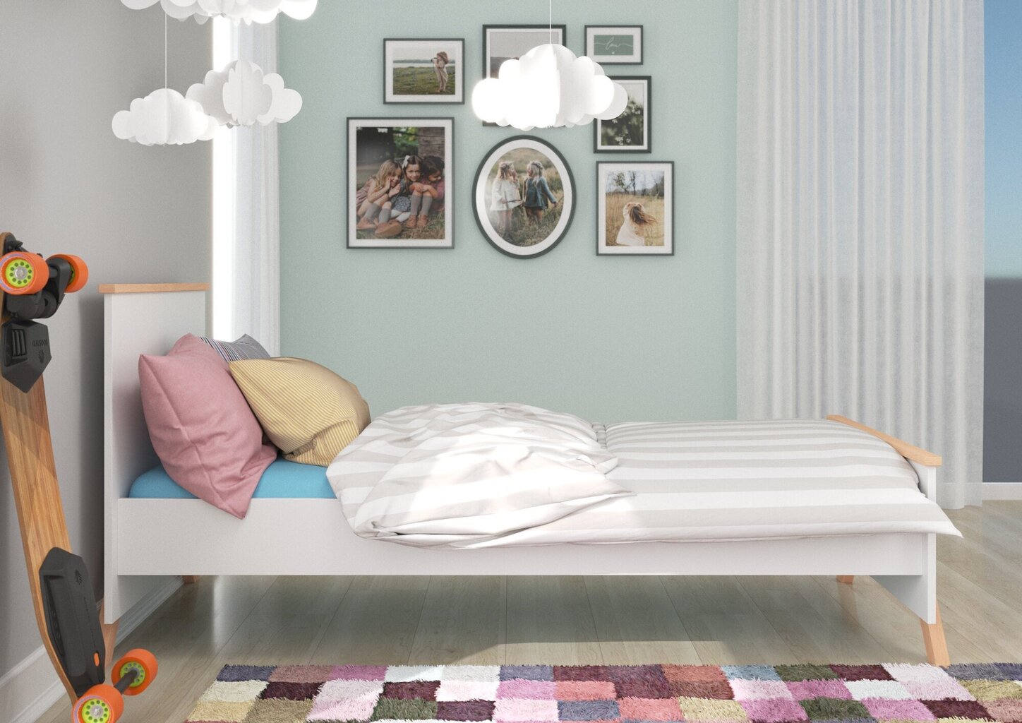 Lasten sänky ADRK Furniture Koral 80x190 cm, valkoinen hinta ja tiedot | Lastensängyt | hobbyhall.fi