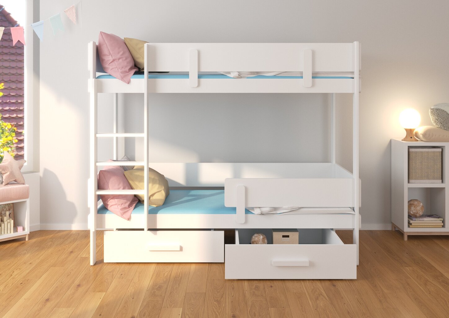 Kerrossänky ADRK Furniture Etiona 80x180cm, roosa/valkoinen hinta ja tiedot | Lastensängyt | hobbyhall.fi