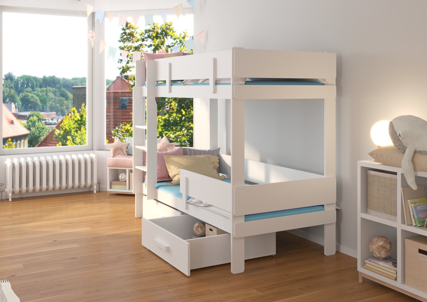 Kerrossänky ADRK Furniture Etiona 90x200 cm, ruskea/valkoinen hinta ja tiedot | Lastensängyt | hobbyhall.fi