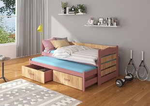 Lasten sänky ADRK Furniture Tiarro 90x200 cm, ruskea/roosa hinta ja tiedot | Lastensängyt | hobbyhall.fi