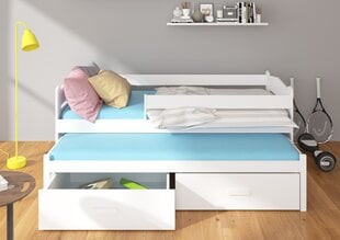 Sänky ADRK Furniture Tiarro 90x200 cm turvalaidalla, ruskea/roosa hinta ja tiedot | Lastensängyt | hobbyhall.fi