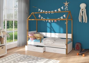 Sänky ADRK Furniture Otello 80x180 cm turvalaidalla, valkoinen/ruskea hinta ja tiedot | Lastensängyt | hobbyhall.fi