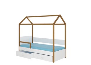 Sänky ADRK Furniture Otello 80x180 cm turvalaidalla, valkoinen/ruskea hinta ja tiedot | Lastensängyt | hobbyhall.fi
