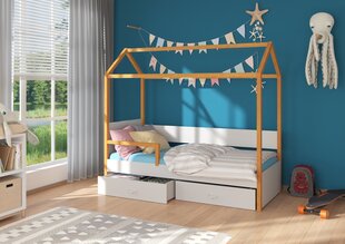 Sänky ADRK Furniture Otello 80x180 cm turvalaidalla, harmaa/ruskea hinta ja tiedot | Lastensängyt | hobbyhall.fi