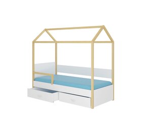 Sänky ADRK Furniture Otello 80x180 cm turvalaidalla, valkoinen/vaaleanruskea hinta ja tiedot | Lastensängyt | hobbyhall.fi