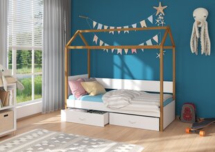 Sänky ADRK Furniture Otello 90x200 cm, valkoinen/ruskea hinta ja tiedot | Lastensängyt | hobbyhall.fi