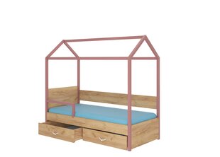 Sänky ADRK Furniture Otello 90x200 cm, ruskea/roosa hinta ja tiedot | Lastensängyt | hobbyhall.fi